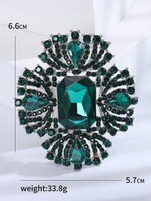 1pc Alloy Crystal Glass Brooch - Green - View 5