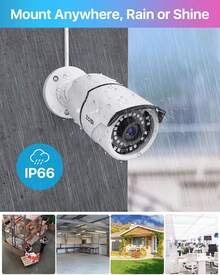 ZOSI 8CH 4K PoE NVR Home Security Camera System With 2TB HDD, 4pcs 5MP Outdoor PoE IP Cameras, 120ft Night Vision, Motion Detection, Remote Access - 黑與白 - 查看 4