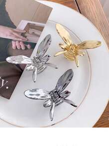 1pc Ladies' Minimalist Style Butterfly Design Metal Hair Grip With Strong Holding Silver Clasp For Back Head - Silver - View 7