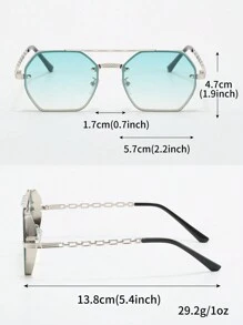 1 chiếc kính mát nam gọng kim loại màu xanh lá cây hình đa giác kiểu INS thích hợp cho kính râm chống nắng ngoài trời, kính râm, phụ kiện đi biển, kính râm, kính râm cho kỳ nghỉ bãi biển mùa hè, ngoài trời, du lịch - màu xanh lá - Xem 5
