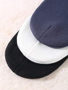 3 件套男女通用冬帽亚克力翻边无檐便帽宽松无檐便帽户外针织帽男女款绒帽 - 彩色 - 查看 2