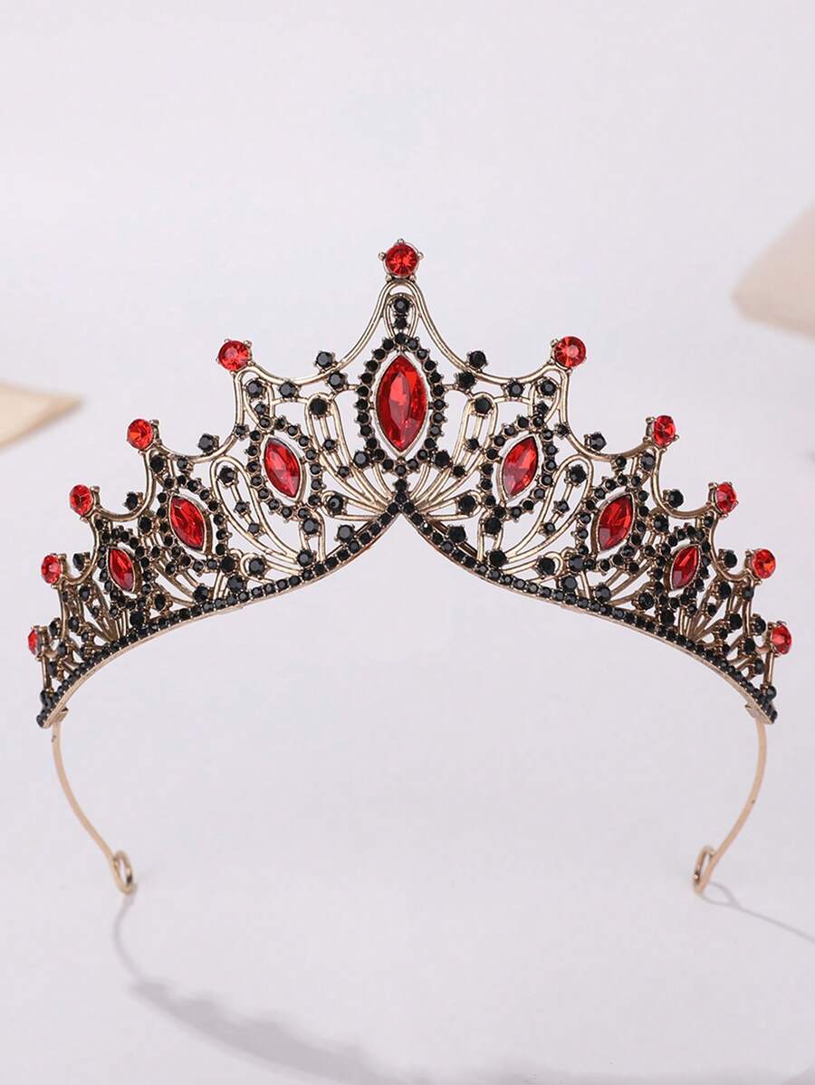 1個新娘甜蜜奢華鑽石皇冠頭飾 - 紅色 - 查看 1