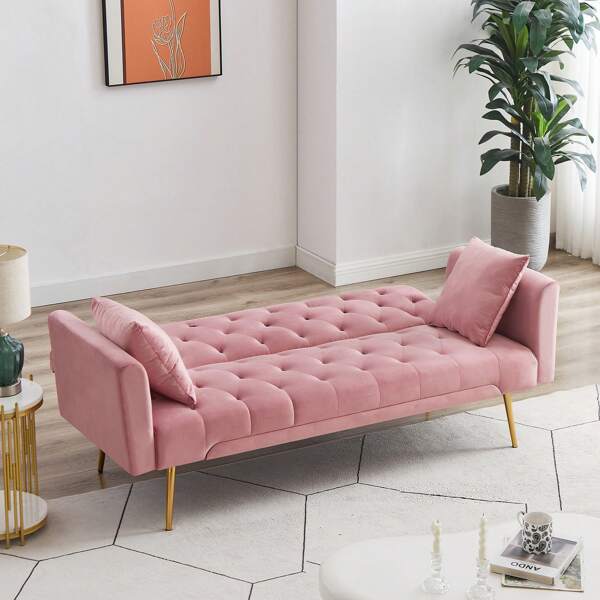 72"Modern Velvet Sofa Bed Futon,Convertible Folding Sleeper Bed Couches