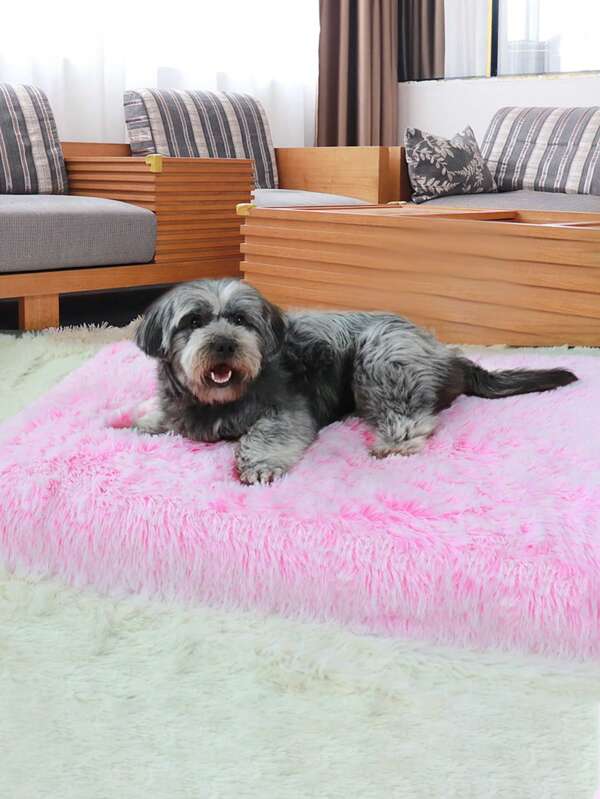 1pc Pink Removable Padded Pet Bed, Warm Plush Fabric, Suitable For Small To Medium Pets, Level 4 Sleeping