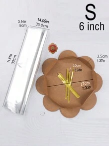 5pcs 6-Inch, 8-Inch Transparent Packaging Bags For Chiffon Cakes Made Of Kraft Paper School Supplies Food Bag Food Box Suitable For Candy Chocolate Cookies Etc.