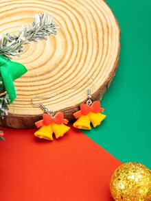 1 对可爱树脂铃铛形耳环，适合女性圣诞节和新年礼物