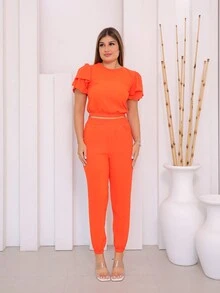 女性套裝 - 橘色 - 查看 1