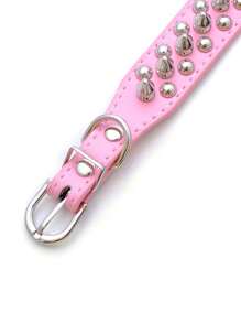 Large Pet Dog Collar With Anti-bite Rivets, Pu Leather Collar For Pitbulls And Bull Terriers - Pink - View 4
