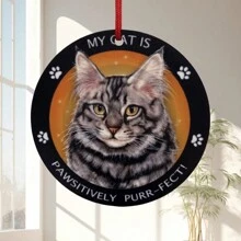 Style 1 Round Cat Shaped Decorative Hanging Pendant - Black - View 1