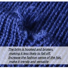 藍色時尚保暖針織帽子,男女適用,秋冬季節