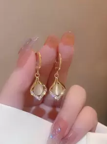 1 paire de boucles d'oreilles élégantes en opale verte de luxe pour femmes, cadeau de fête de banquet de rencontre