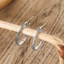 复古圆形蛇形设计时尚个性化耳钉，波西米亚风格女士首饰，派对礼物