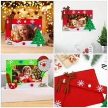 2入組聖誕節相框毛氈布家飾,節慶氛圍佈置,聖誕樹麋鹿相框 - 彩色 - 查看 2