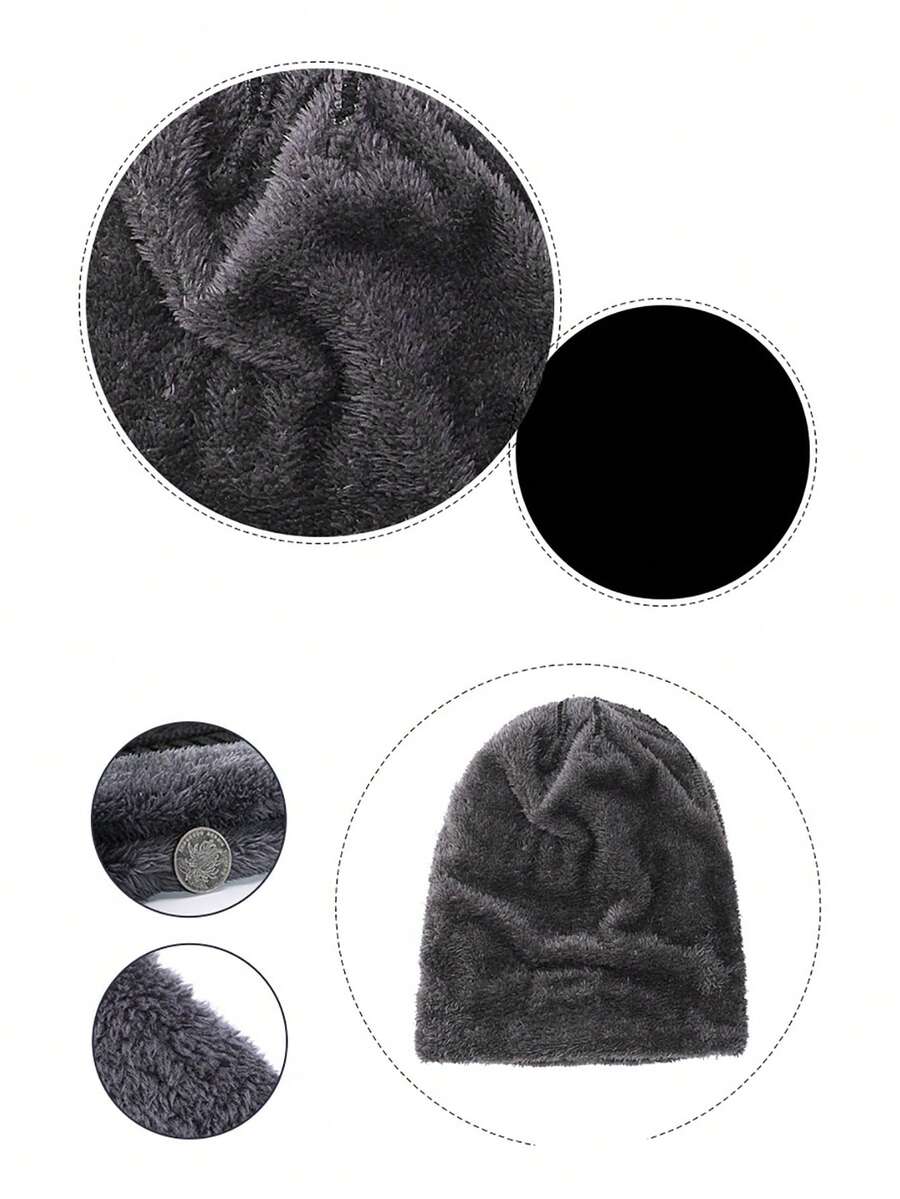 1 pcs Lined Infinity Scarf Hat Gloves Set Winter Thickened Warm Neck