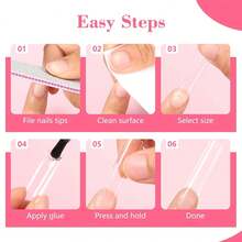 240入組透明亮面方形指甲貼片,不同造型長款尖形亮面膠指甲貼片,半覆蓋式假指甲,適用於沙龍和diy法式abs指甲貼片 - 無色 - 查看 4