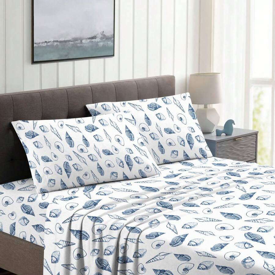 Bibb Home Coastal Print Microfiber 4 Pc Sheet Sets | SHEIN USA