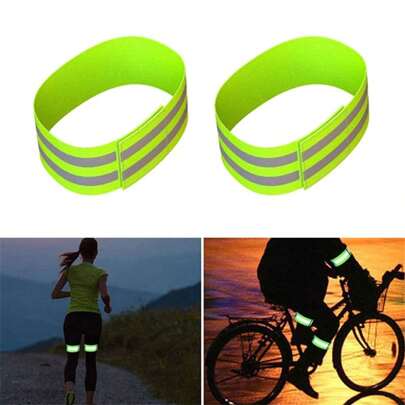 1 pieza Bandas reflectantes de alta visibilidad ajustables y elásticas para la muñeca, brazo, tobillo y pierna como equipo reflectante para caminar, ciclismo, correr y trotar de noche