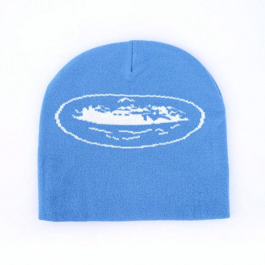 1頂y2k風格船印花針織帽,厚實保暖的針織帽,時尚休閒中性帽,適合戶外運動、旅行等活動。 - 藍色 - 查看 1