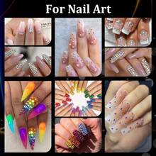 美甲套装 6 件指甲水晶钻 3D 点钻笔胶指甲闪光钻平背工艺品美甲服装鞋包（12 片混合形状）