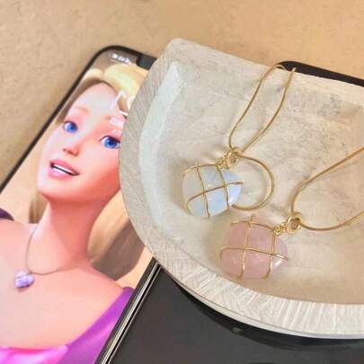 Collar De Princesa, Collar De Cristal Rosa Y Ópalo Del Mismo Estilo Para Niñas, Lindo Accesorio