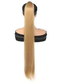Long Straight pony tails hair extensions 24inch 32 Inch Synthetic Hairpiece hair patch Dark Brown Wrap Around Hair Extension