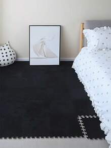 10入組毛絨泡沫拼接地墊,窗台墊,鎖止地毯,防滑舒適座墊,泡沫地墊,可用作窗台的床墊或嬰兒爬行地墊,可拆卸和清洗,顏色:黑色,尺寸:11.8*11.8英寸。 - 黑色 - 查看 4