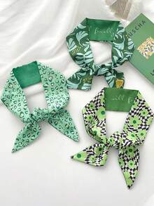 4入組女性花卉、心形、格子和印花長圍巾-頭帶或髮帶,適合休閒、旅行、日常打扮,最佳禮物