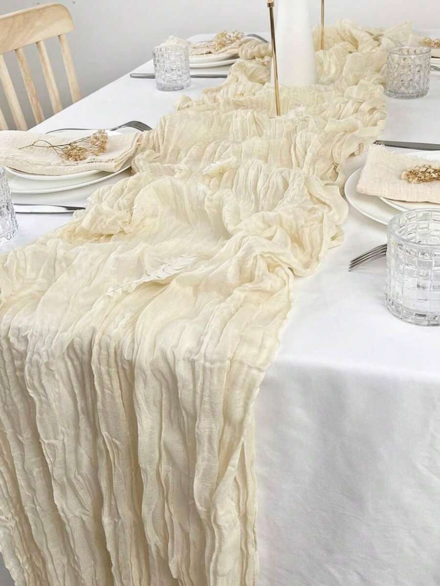 1 tấm khăn trải bàn vải thưa màu be, khăn trải bàn vải mỏng dài 6/10FT, trang trí bàn tiệc cưới theo phong cách Boho hoặc mộc mạc cho tiệc cưới, trang trí vòm cổng, tiệc cô dâu (màu be), trang trí Giáng sinh - Màu be - Xem 1