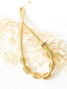 1pc European And American Exaggerated Spring Design Geometric Shape Necklace, Golden Stainless Steel Link Collar - P1778 - View 7