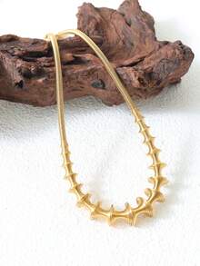 1pc European And American Exaggerated Spring Design Geometric Shape Necklace, Golden Stainless Steel Link Collar - P1778 - View 11