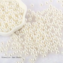 30/50/100/200入組時尚人造珍珠DIY串珠手鐲夾石英珠女士珠寶製作配件珠子4/6/8/10/12mm - 米色 - 查看 6