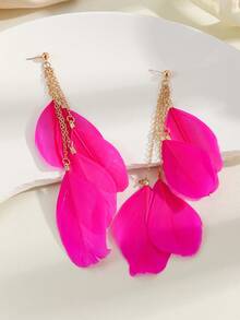 1對時尚性感自然羽毛吊墜耳環