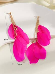 1對時尚性感自然羽毛吊墜耳環