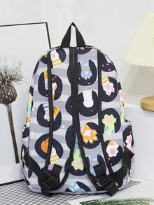 3入組時尚簡約貓爪設計可愛卡通印花書包,書包內附午餐袋和筆袋,萬聖節禮物