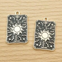 10入組太陽月亮吊墜,珐琅吊墜,鋅合金鍍金 - 彩色 - 查看 4