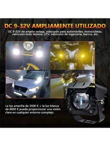 2 Premium Led Car Headlights For Explorer Motorcycle Powerful Light Magnifying Glass Auxiliary Headlight Angel Eyes - Black - View 5