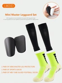 1套防滑足球襪,運動襪套脛墊,足球場保護裝備