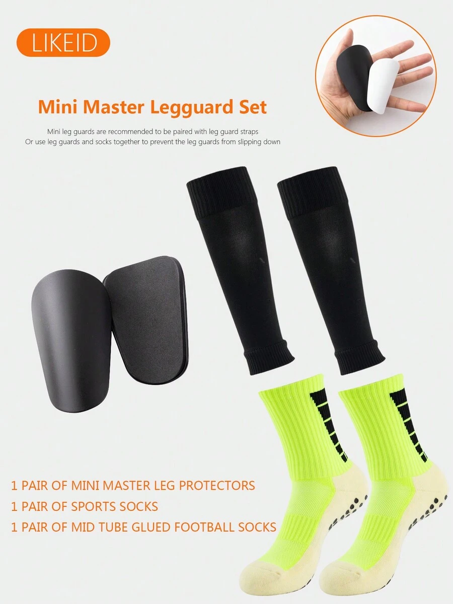 1套防滑足球襪,運動襪套脛墊,足球場保護裝備