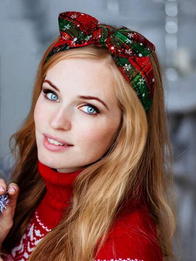 1pc Women's Fashion Red & Green Knitted Headband Hair Band Hair Hoop ,Hairband For Women