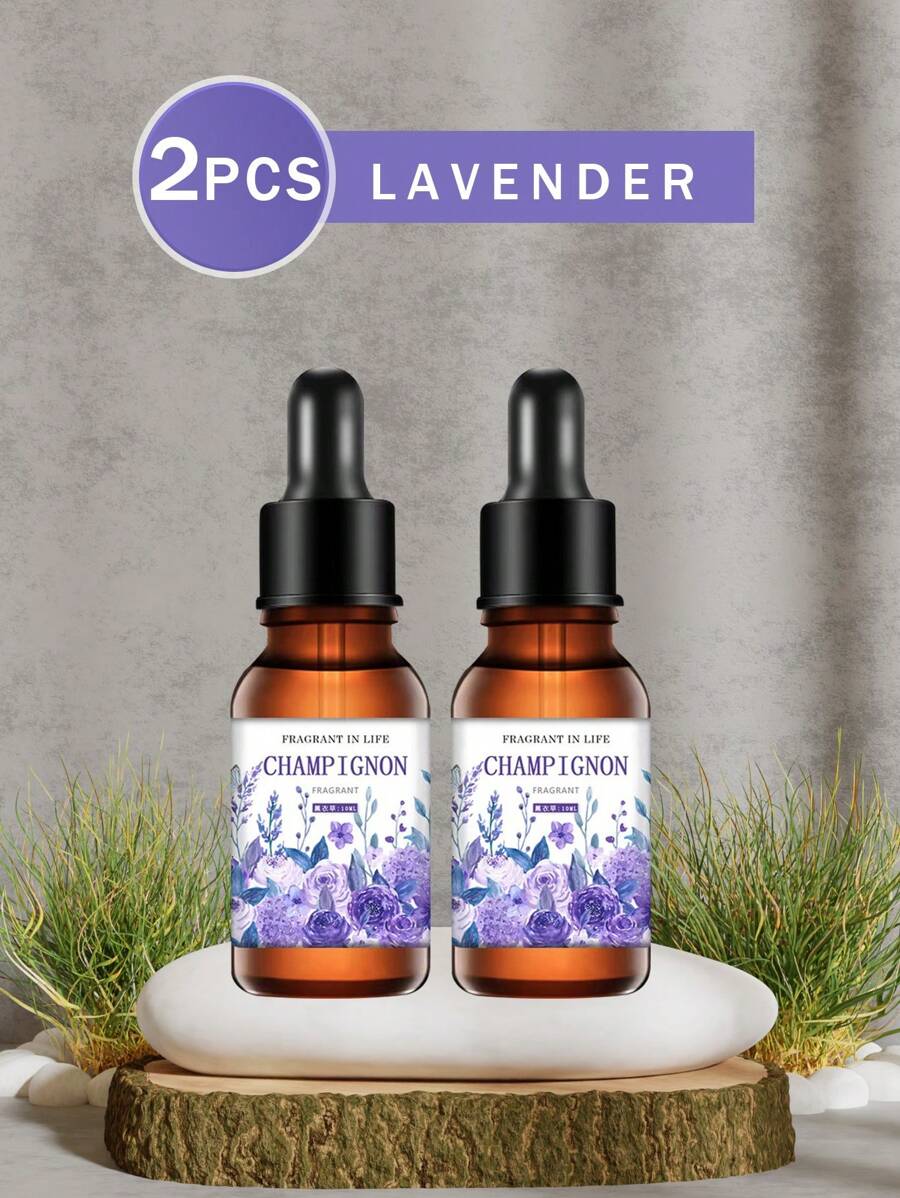 2入組薰衣草精油,附滴管,適用於家居芳香療法,包括擴香器、香薰燃燒器、木製和石頭製品、蠟燭、加濕器、汽車空氣芳香劑 - 紫色 - 查看 1