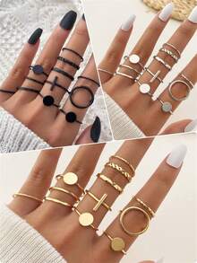 12pcs/set Women's Simple & Fashionable Mix-and-match Ring Set - ring set - View 1