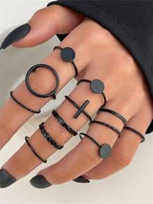 12pcs/set Women's Simple & Fashionable Mix-and-match Ring Set - ring set - View 5