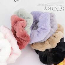 8入組冬季溫暖柔軟髮圈女孩可愛絨毛彈性髮帶多彩橡膠圈髮圈髮飾