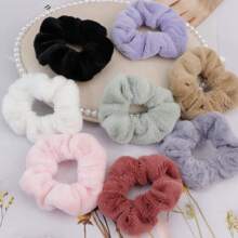 8入組冬季溫暖柔軟髮圈女孩可愛絨毛彈性髮帶多彩橡膠圈髮圈髮飾
