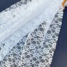 蕾絲公主裙泡泡裙裝飾布料,適用於兒童服裝,創意舞台裙材質,婚禮禮服網背景裝飾布料,手工diy蝴蝶結裝飾布料 - 白色 - 查看 1