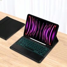 Vỏ bảo vệ bàn phím TrackPad có đèn nền tiếng Anh, Vỏ bảo vệ tương thích với máy tính bảng iPad Pro 12,9 inch, 3, 4, 5, 6 (2018-2022), Bàn phím cảm ứng thông minh tách rời từ tính, SlimA1876 A2014 A1895 A1983 A2229 A2069 A2232 A2233 A2378 A2461 A2379 A2462 A2436, Khe cắm bút - Bố cục tiếng Anh đen - Xem 6