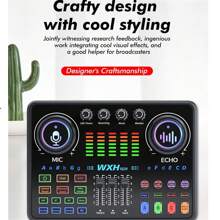 直播音效卡設備完整套裝-帶48v音效卡麥克風套裝,並附帶rgb燈光和支架套件 - 黑色 - 查看 6