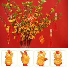 枚農曆新年幸運符硬幣 -2024 年龍年硬幣帶有風水元素和紅色中國結裝飾，祈求財富和成功 - 彩色 - 查看 4