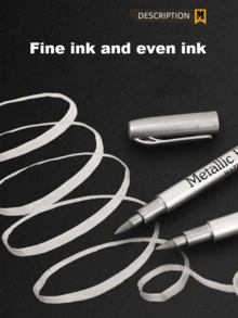 1pc Brush Metallic Marker Pens Gold Silver Color Permanent Art Marker For Manga Crafts Scrapbooking School Stationery Supplies - Silver - View 5