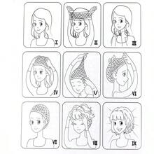 1個女式假髮帽,雙層花邊頭帶 - 黑色 - 查看 6